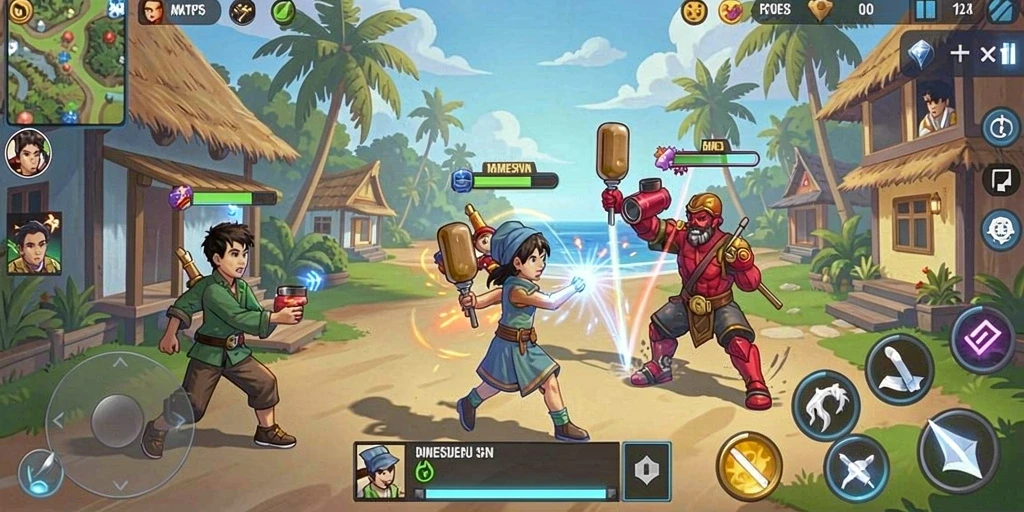 Tangkapan layar level yang menampilkan tantangan menarik.