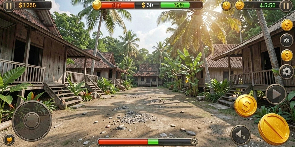 Screenshot menampilkan karakter yang telah ditingkatkan dengan item baru.